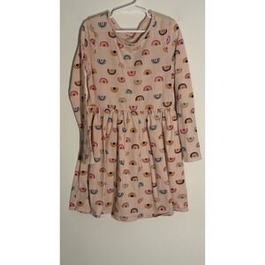 Cat & Jack Girls Long Sleeve Dress Pale Pink Rainbows Size Medium 7/8 Kidcore